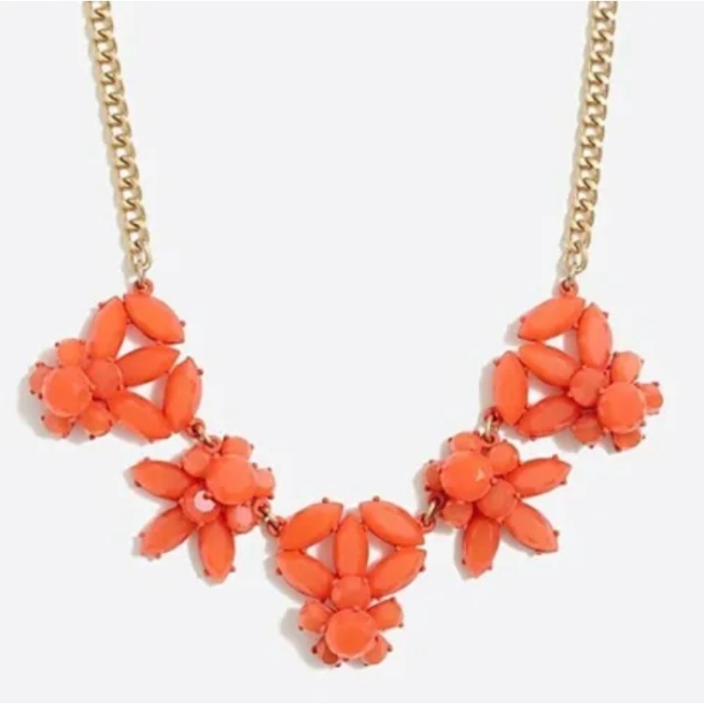 J. Crew Gemstone Collage Necklace Neon Orange